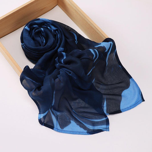 Printed Modal Hijab - Multi-navy