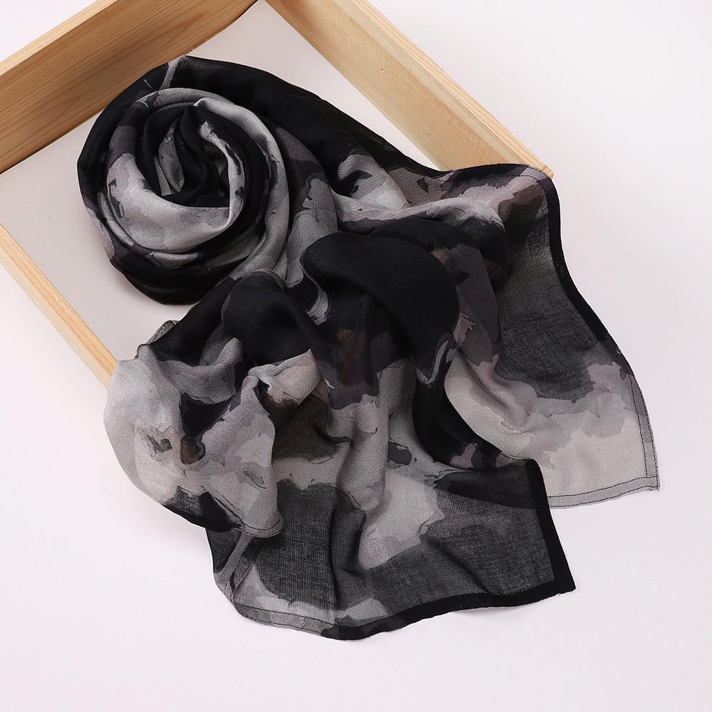Printed Modal Hijab - Black Camo