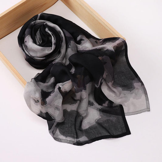 Printed Modal Hijab - Black Camo