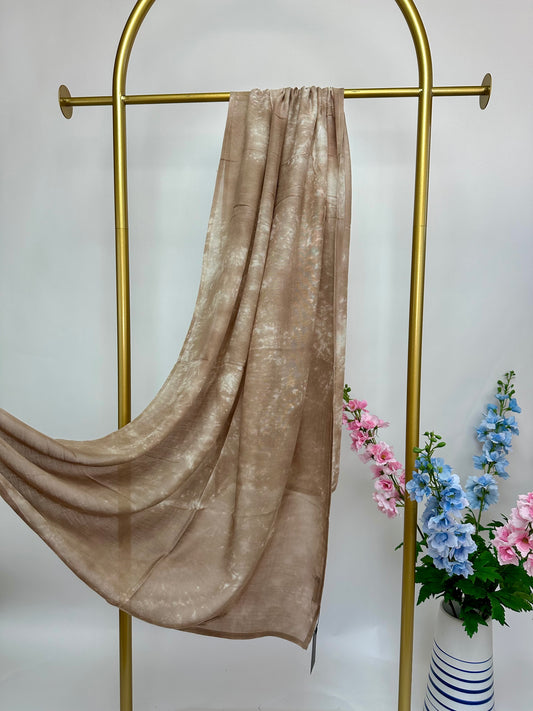 Tie Dye Maxi Modal Hijab - Latte