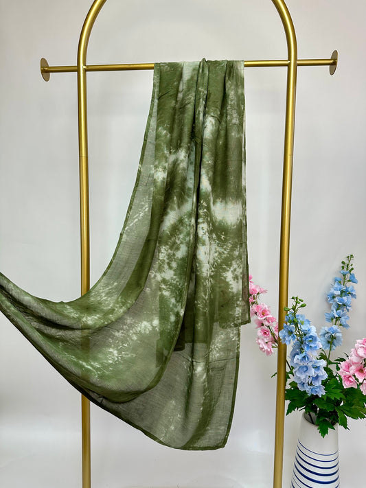 Tie Dye Maxi Modal Hijab - Olive