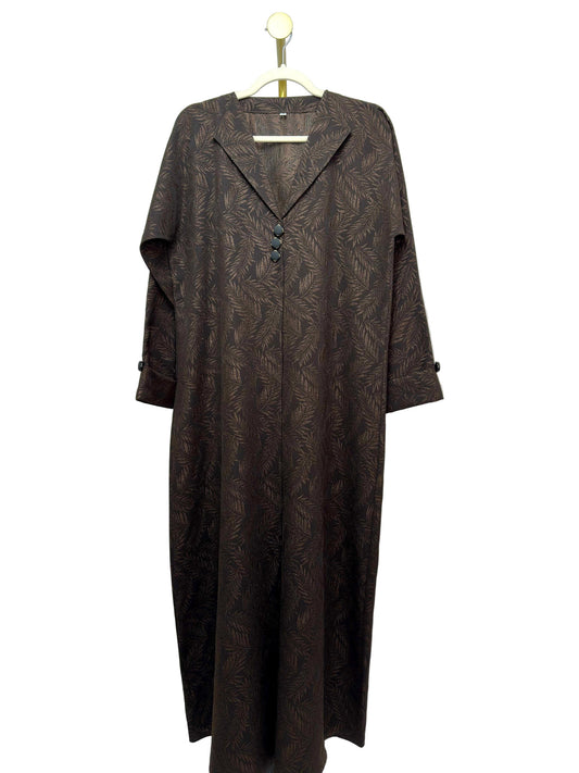 Jacquard Coat Abaya - Brown