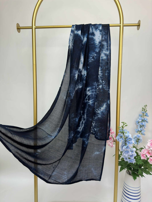 Tie Dye Maxi Modal Hijab - Black Navy
