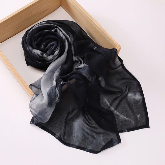 Printed Modal Hijab - Multi-black