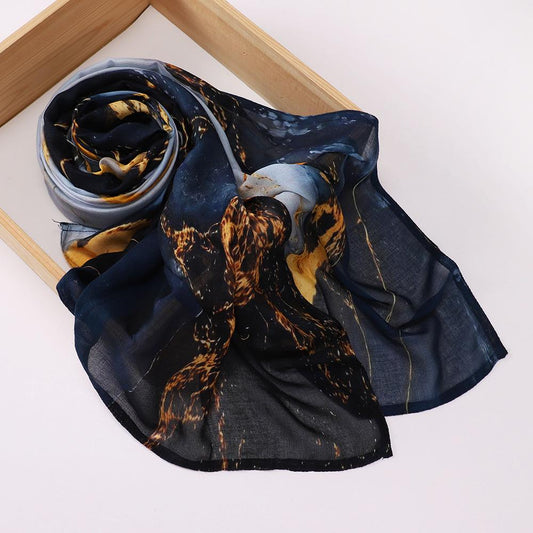 Printed Modal Hijab - Blue Marble