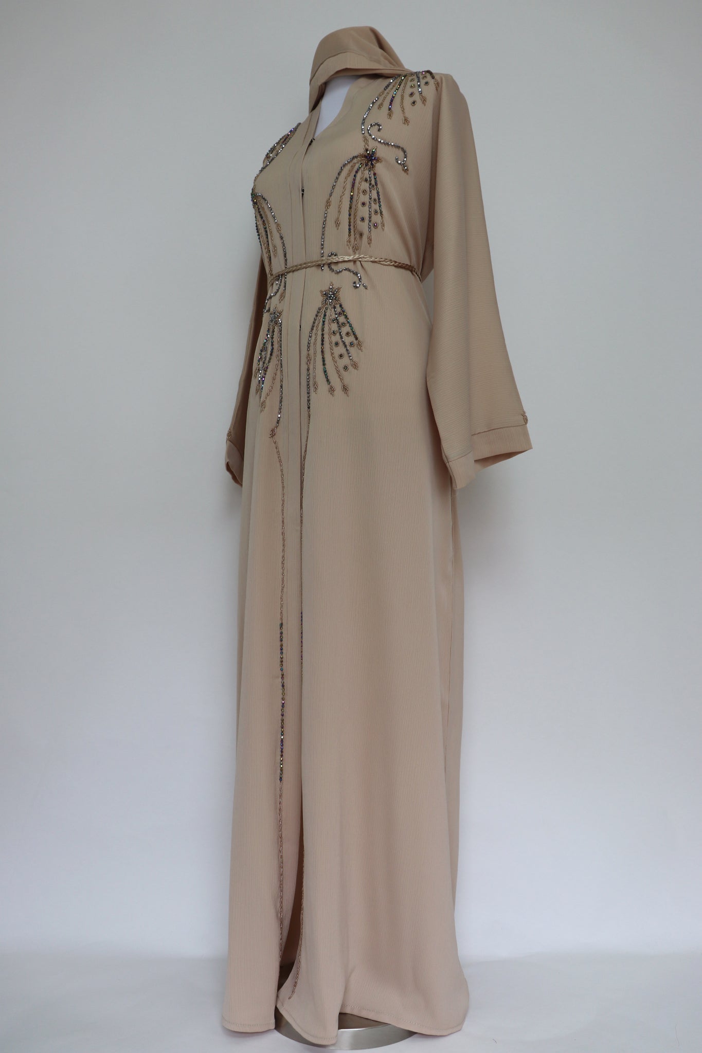 Open Formal Abaya - Creamy Peach