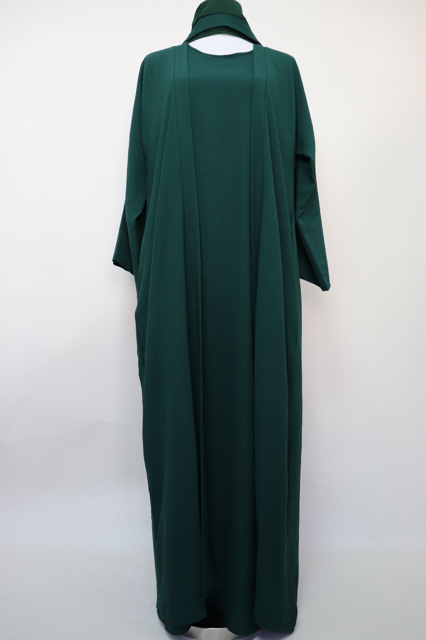 3 Piece Set Open Kimono Abaya - Emerald