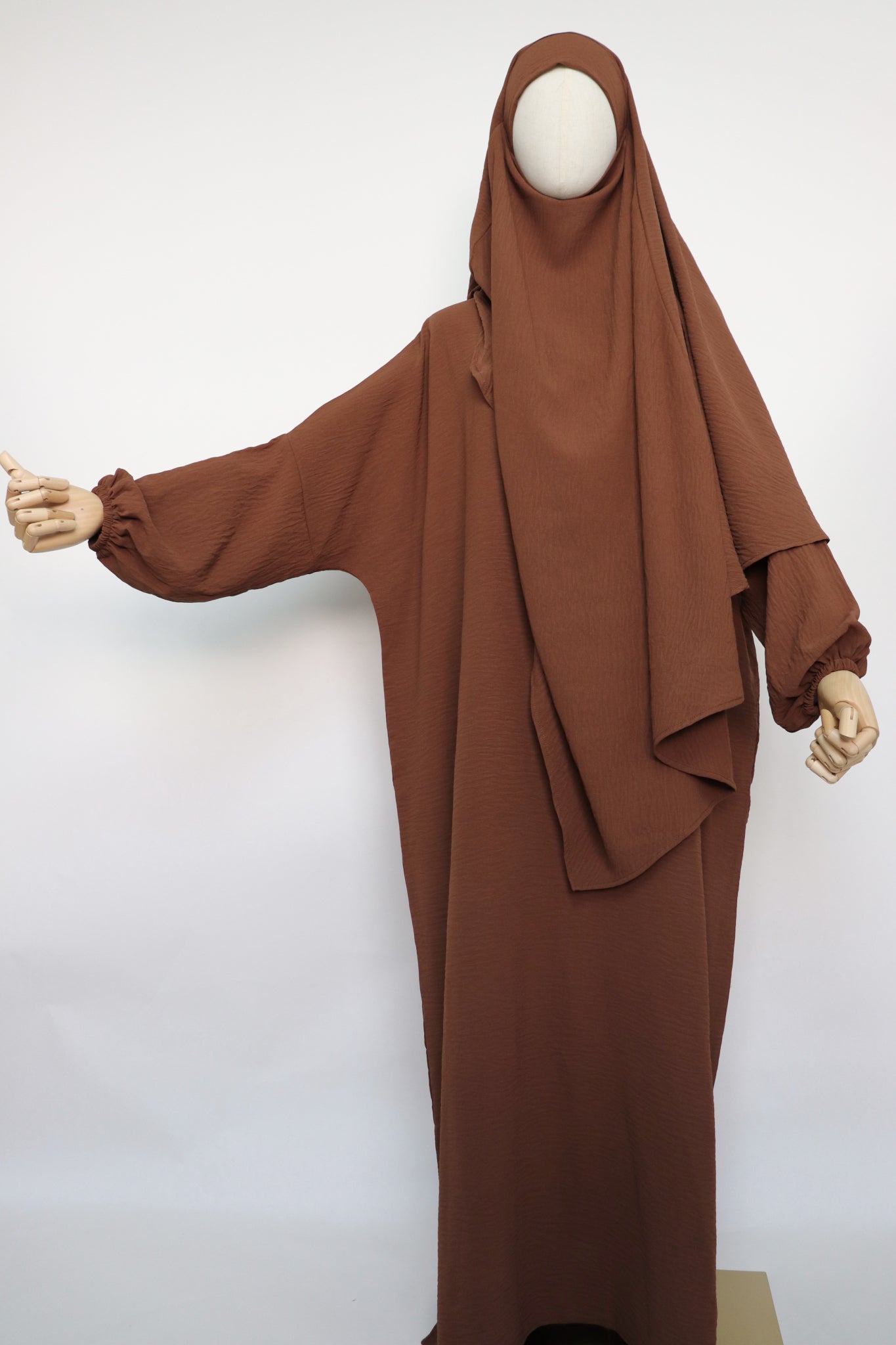 Semi Batwing Abaya and Diamond Khimar Set - Copper