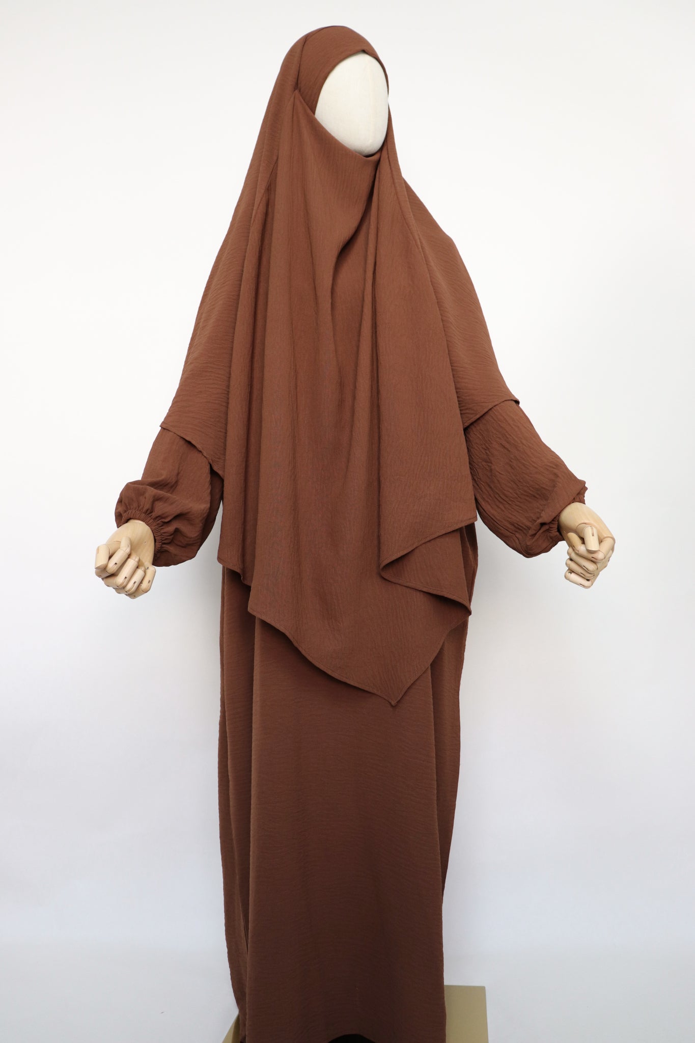 Semi Batwing Abaya and Diamond Khimar Set - Copper