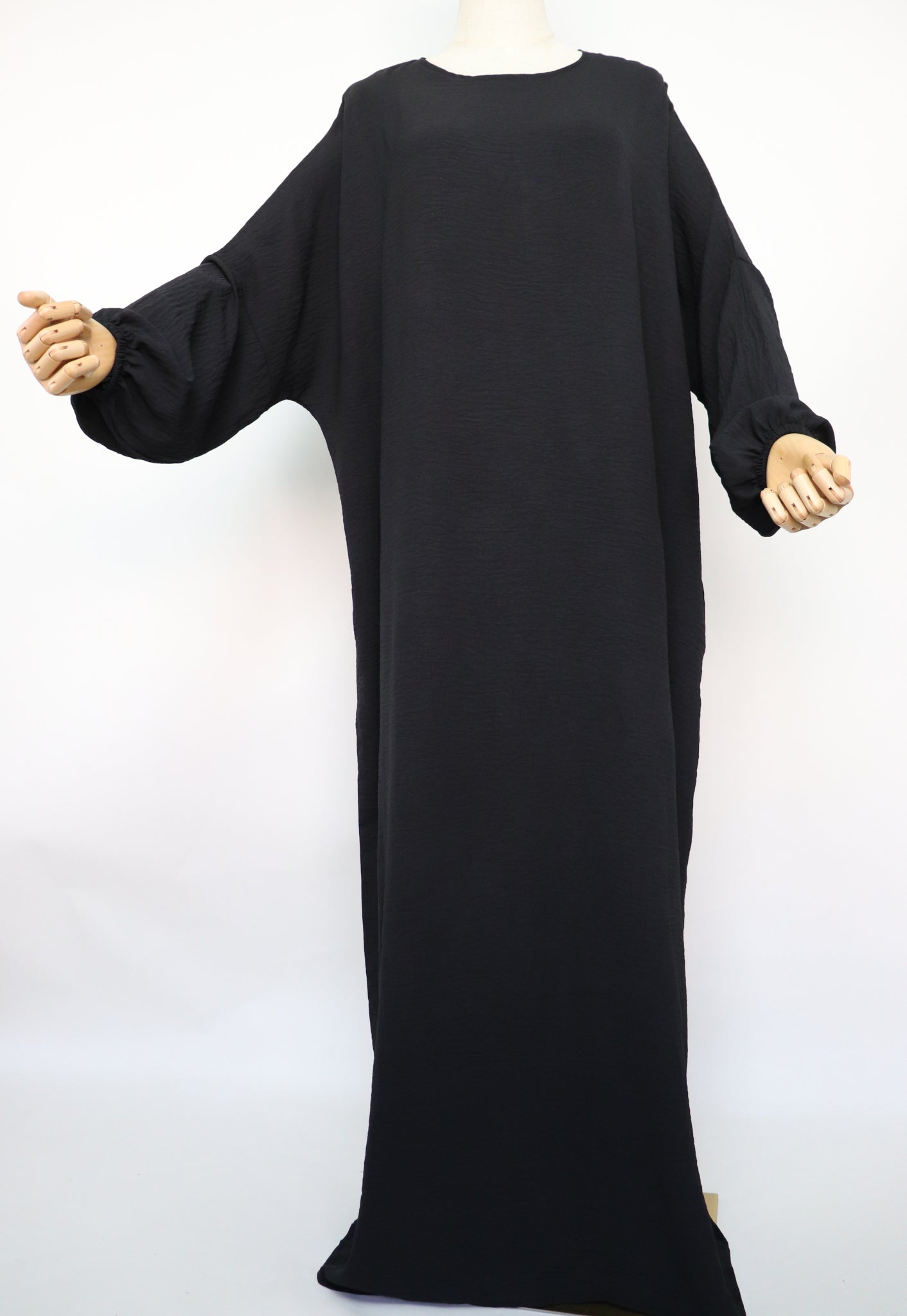 Semi Batwing Abaya and Diamond Khimar Set - Black