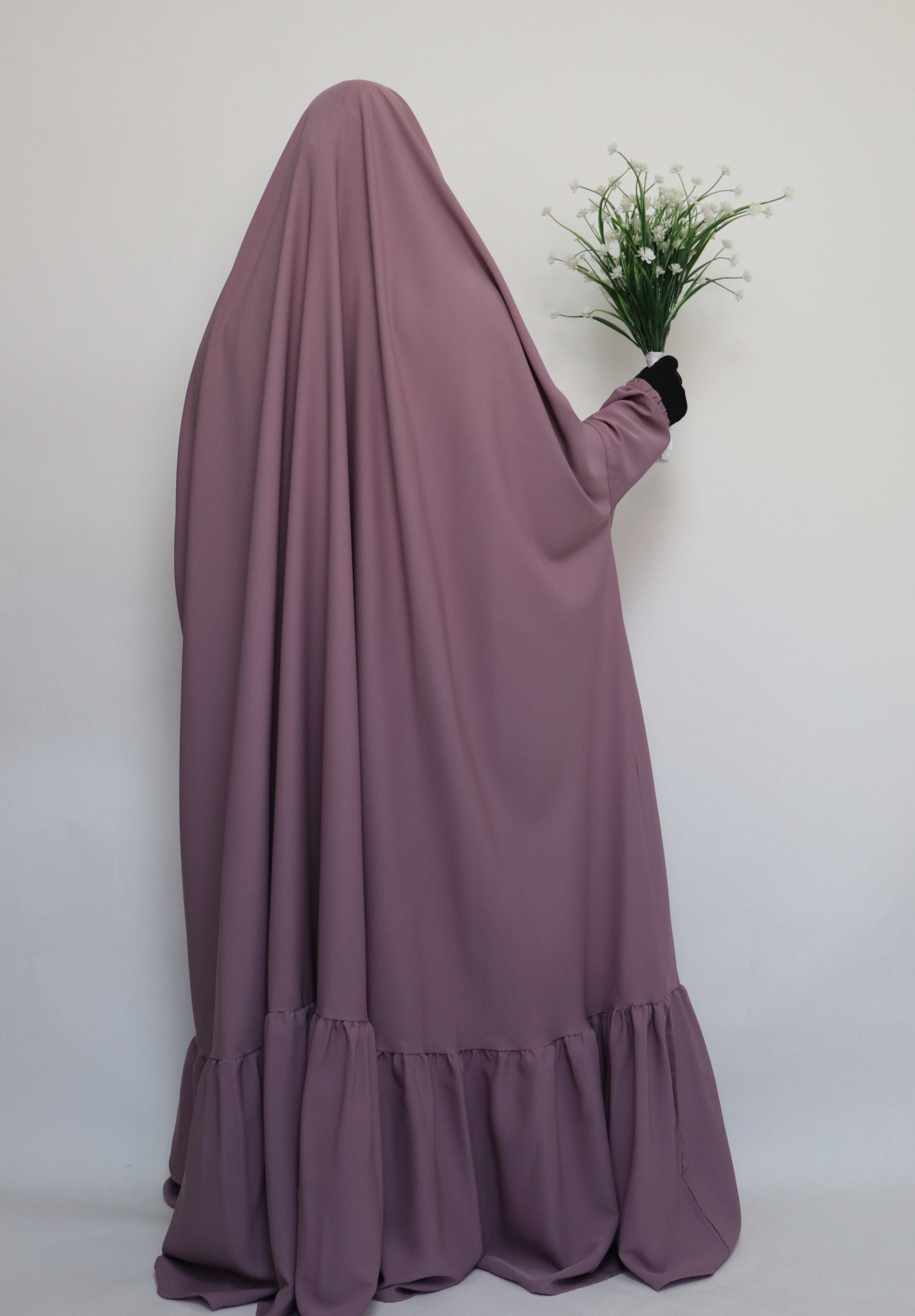 One Piece Full Length Tiered Jilbab - Dusty Lilac