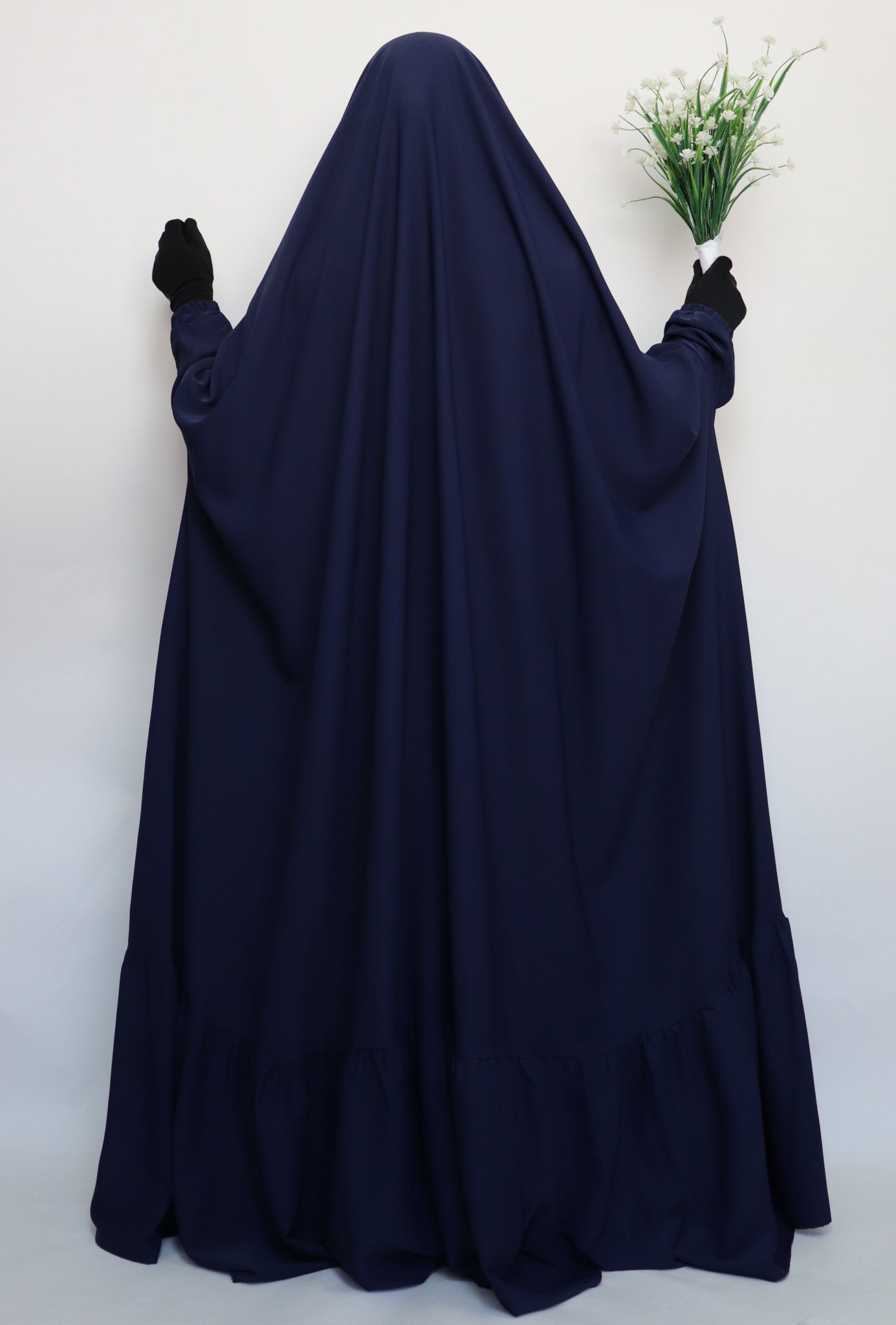 One Piece Full Length Tiered Jilbab - Navy