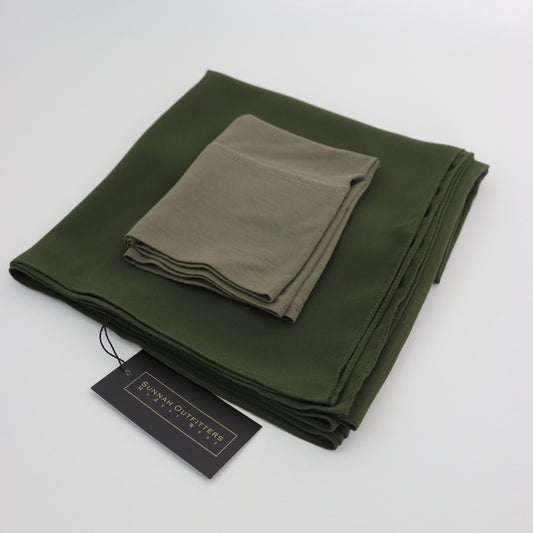 Premium Chiffon Hijab and Undercap Set - Deep Olive