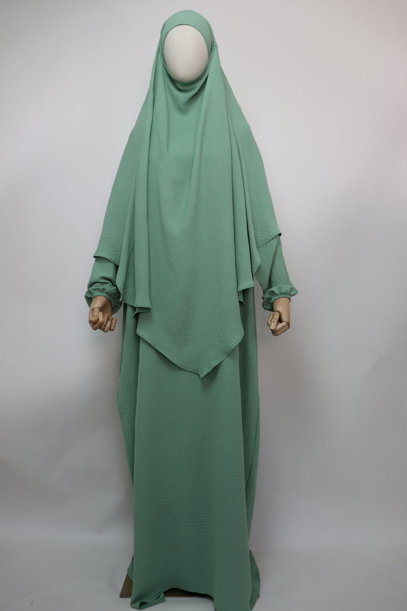 Semi Batwing Abaya and Diamond Khimar Set - Moss