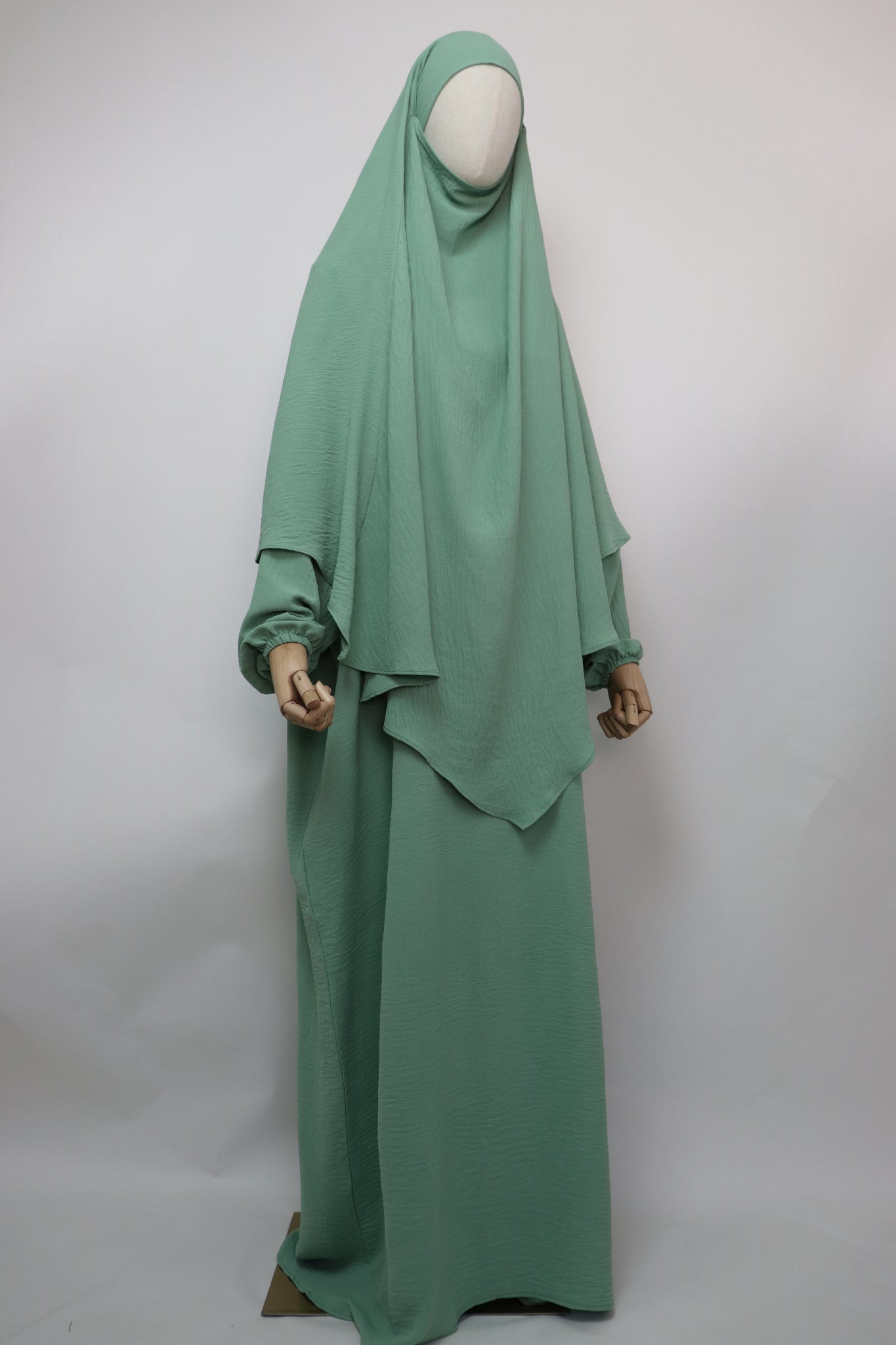 Semi Batwing Abaya and Diamond Khimar Set - Moss