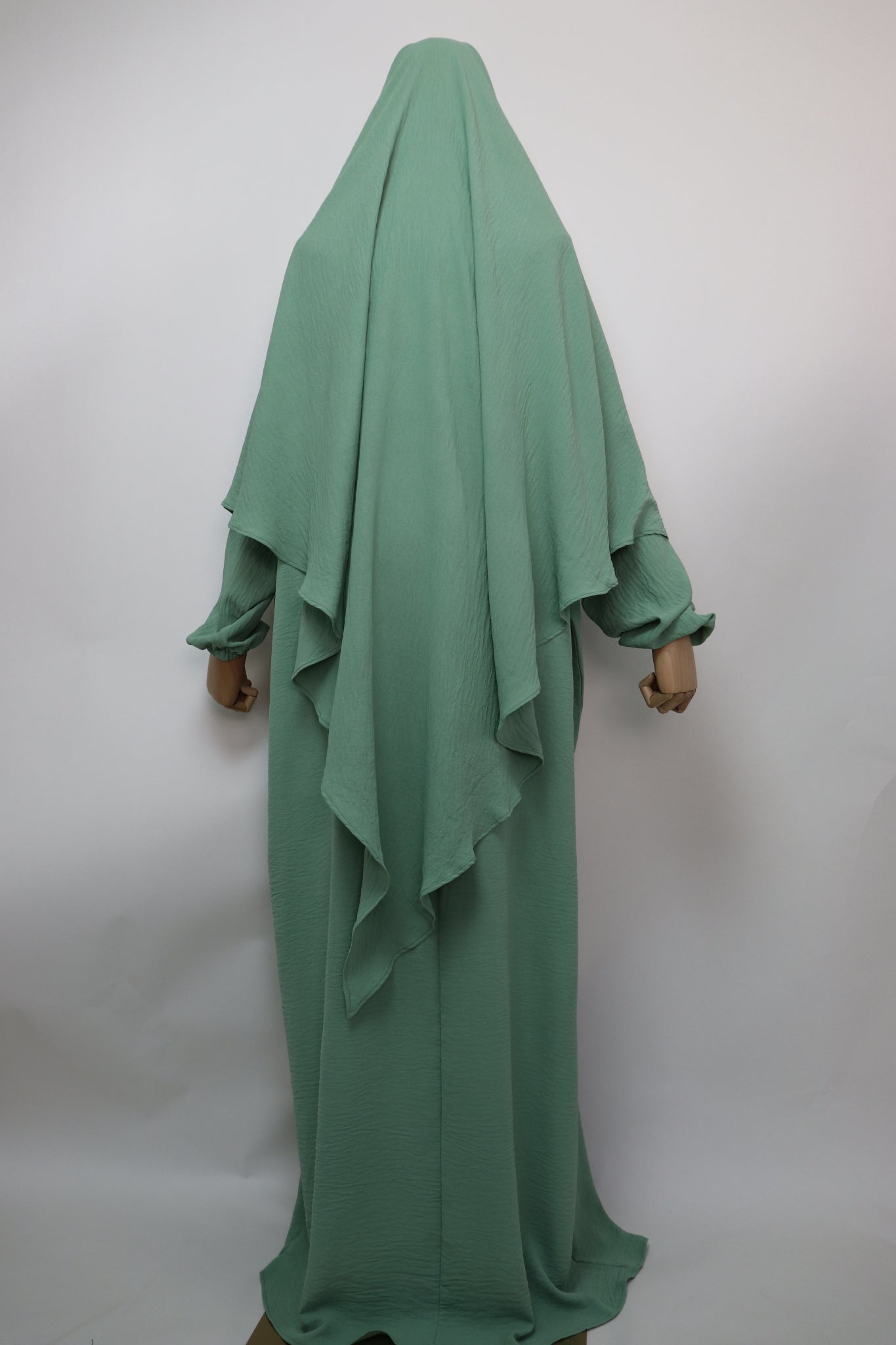 Semi Batwing Abaya and Diamond Khimar Set - Moss