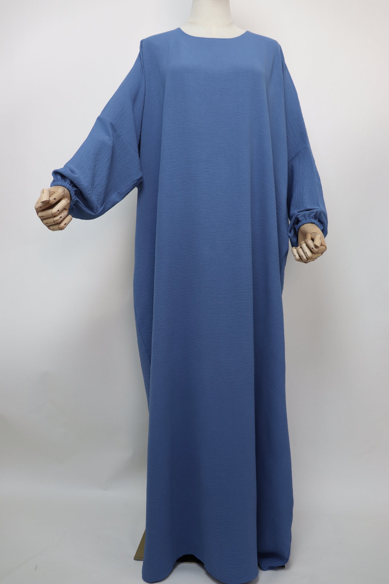 Semi Batwing Abaya and Diamond Khimar Set - Dusty Blue