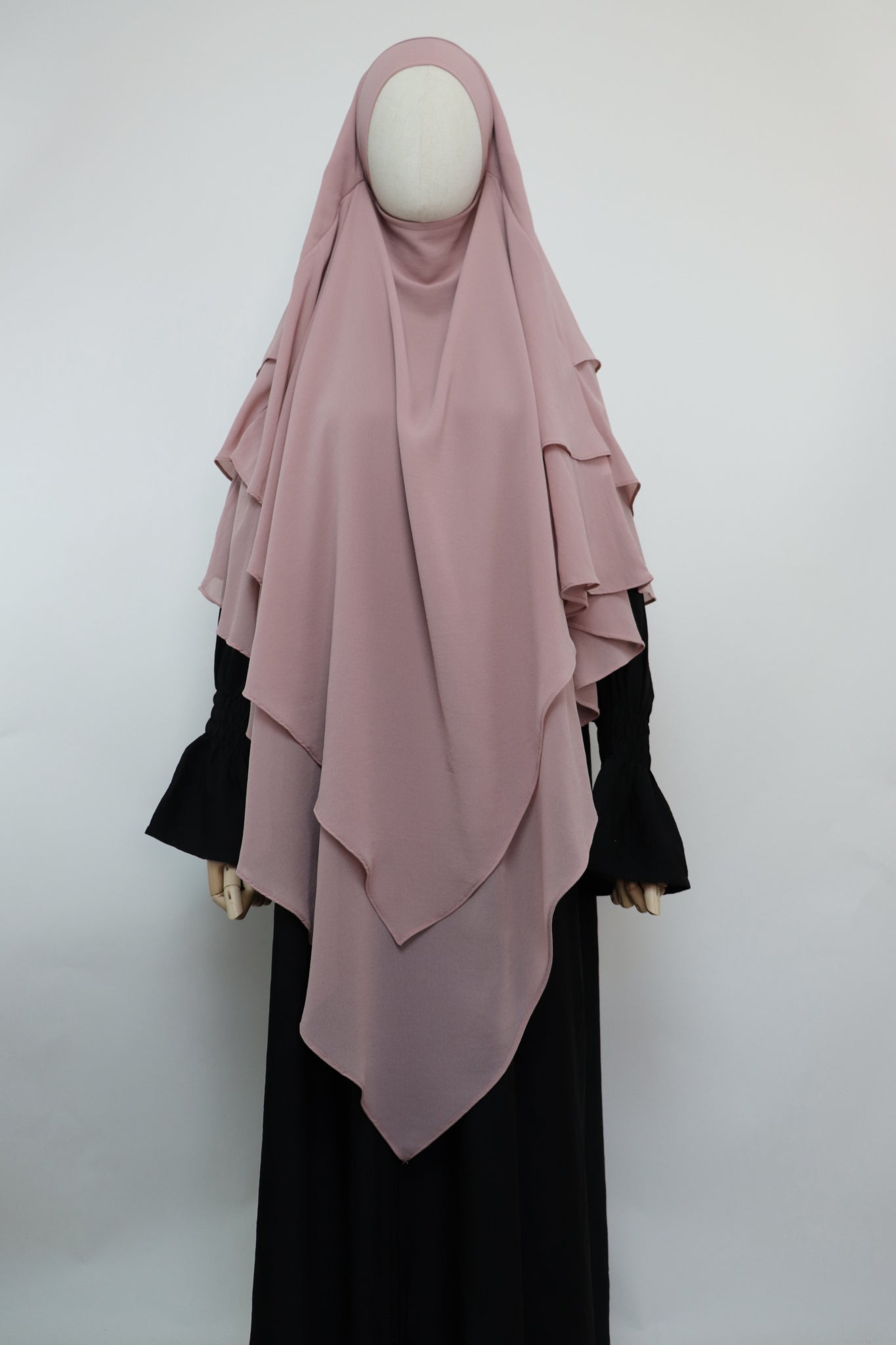 3 Layer Diamond Khimar - Nude Pink