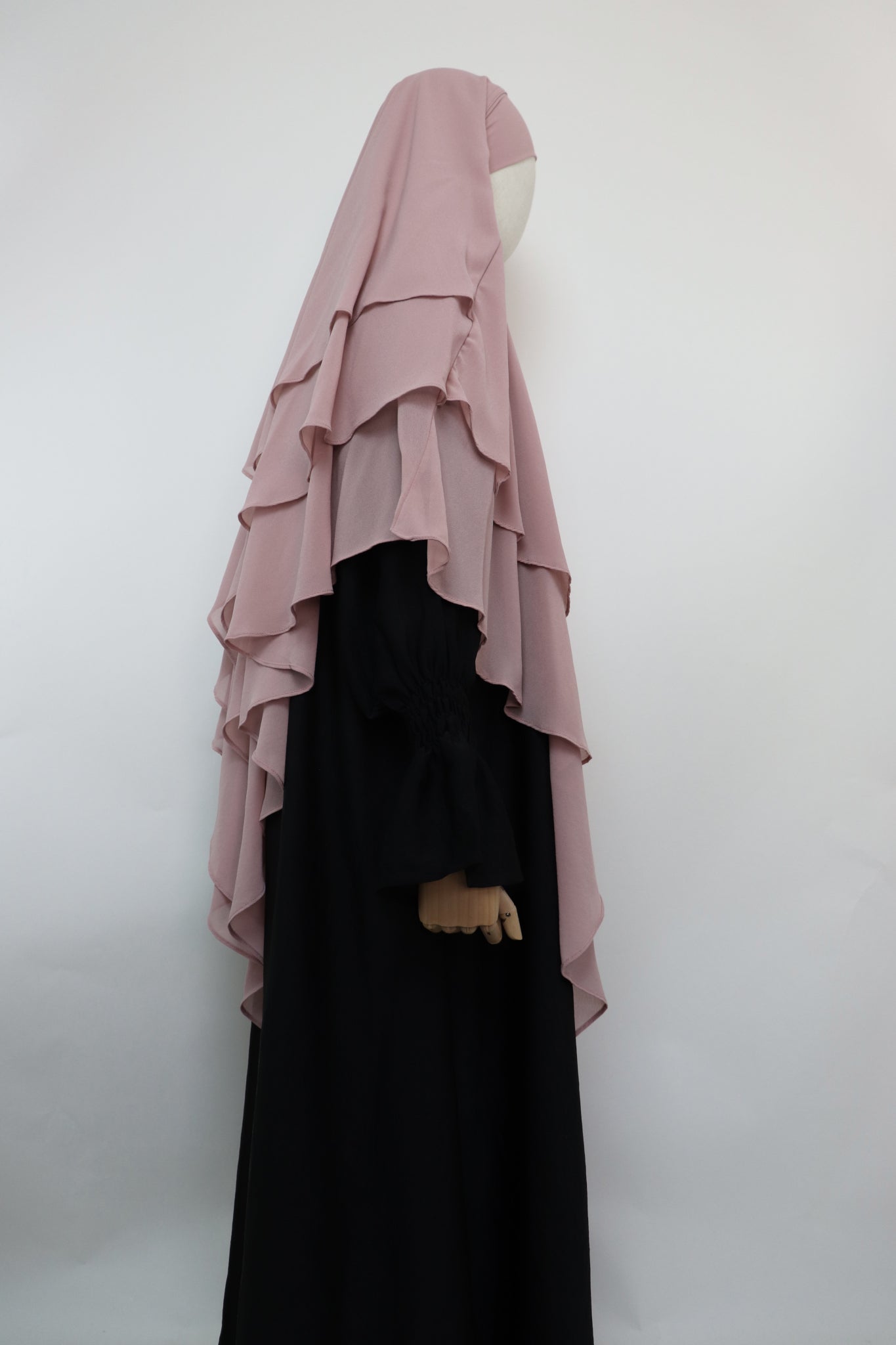 3 Layer Diamond Khimar - Nude Pink