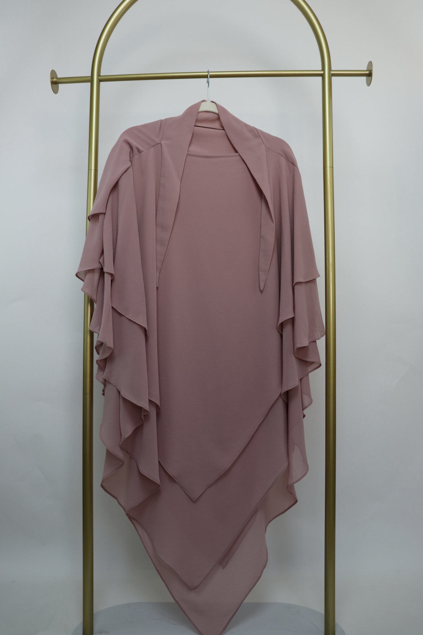 3 Layer Diamond Khimar - Nude Pink