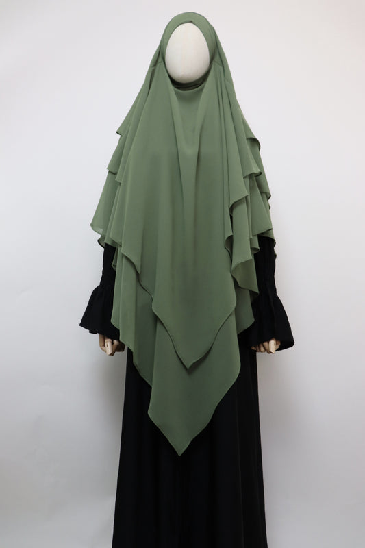 3 Layer Diamond Khimar - Pistachio