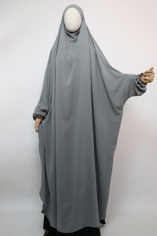 One Piece Full Length Jilbab - Khaki Gray