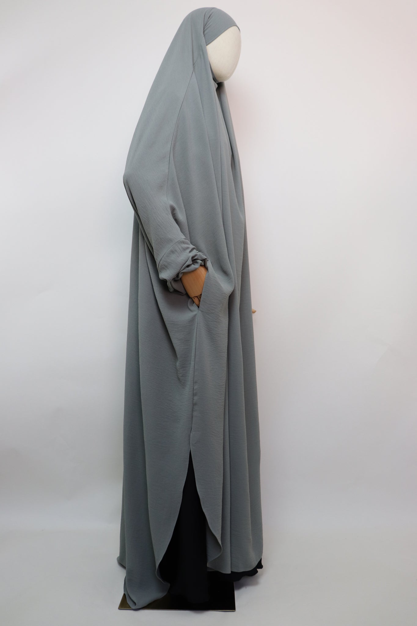 One Piece Full Length Jilbab - Khaki Gray