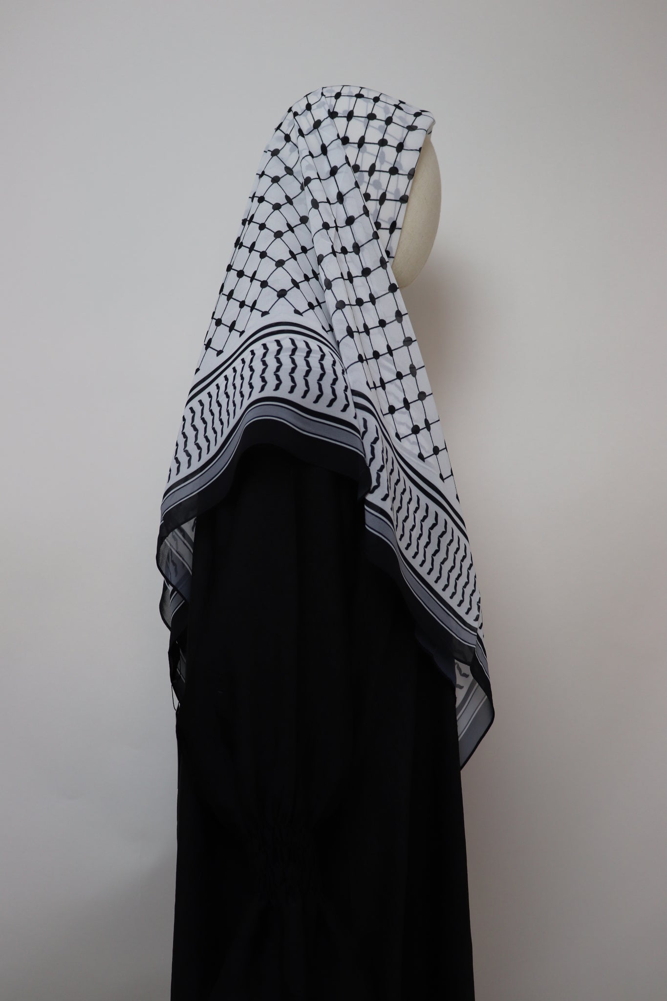Square Kiffeyeh Chiffon Hijab - Black