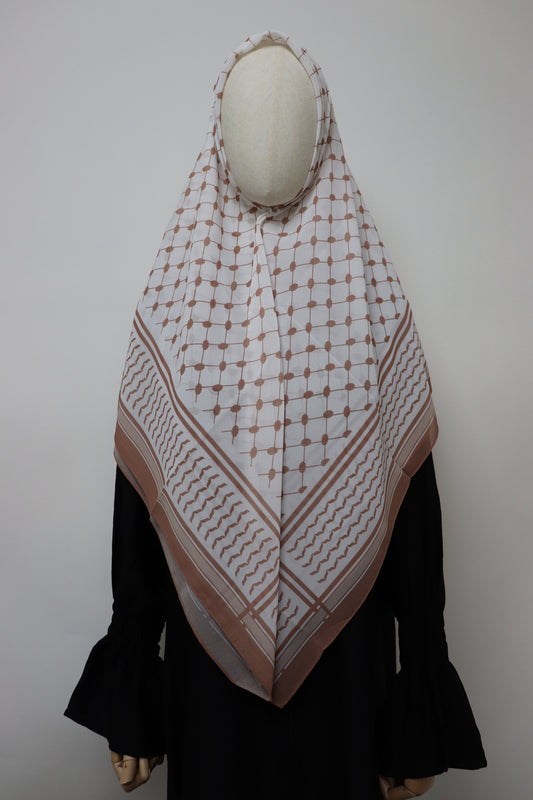 Square Kiffeyeh Chiffon Hijab - Light Brown