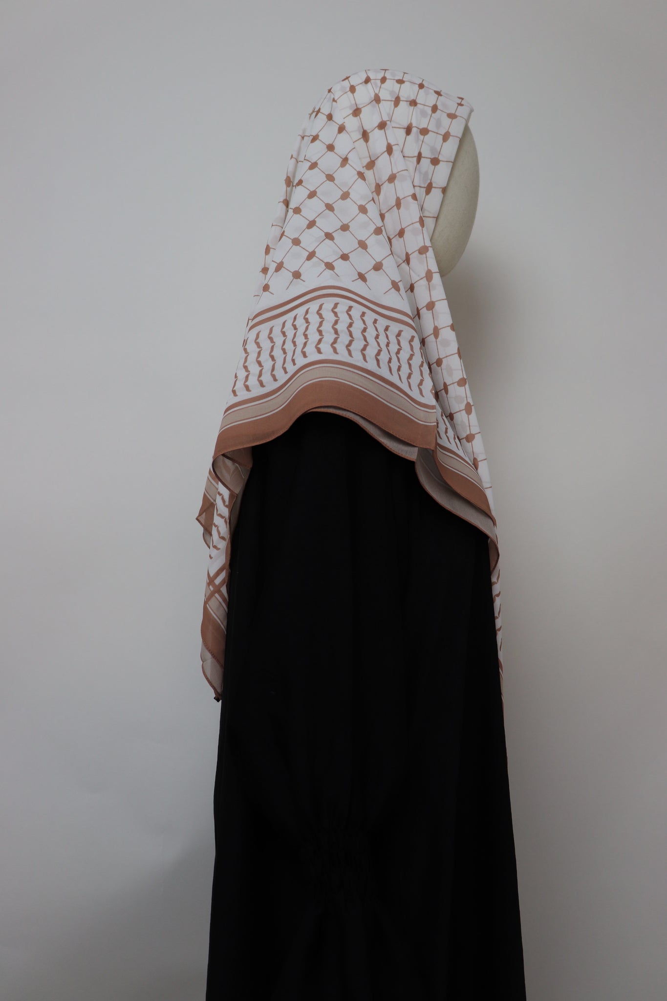 Square Kiffeyeh Chiffon Hijab - Light Brown