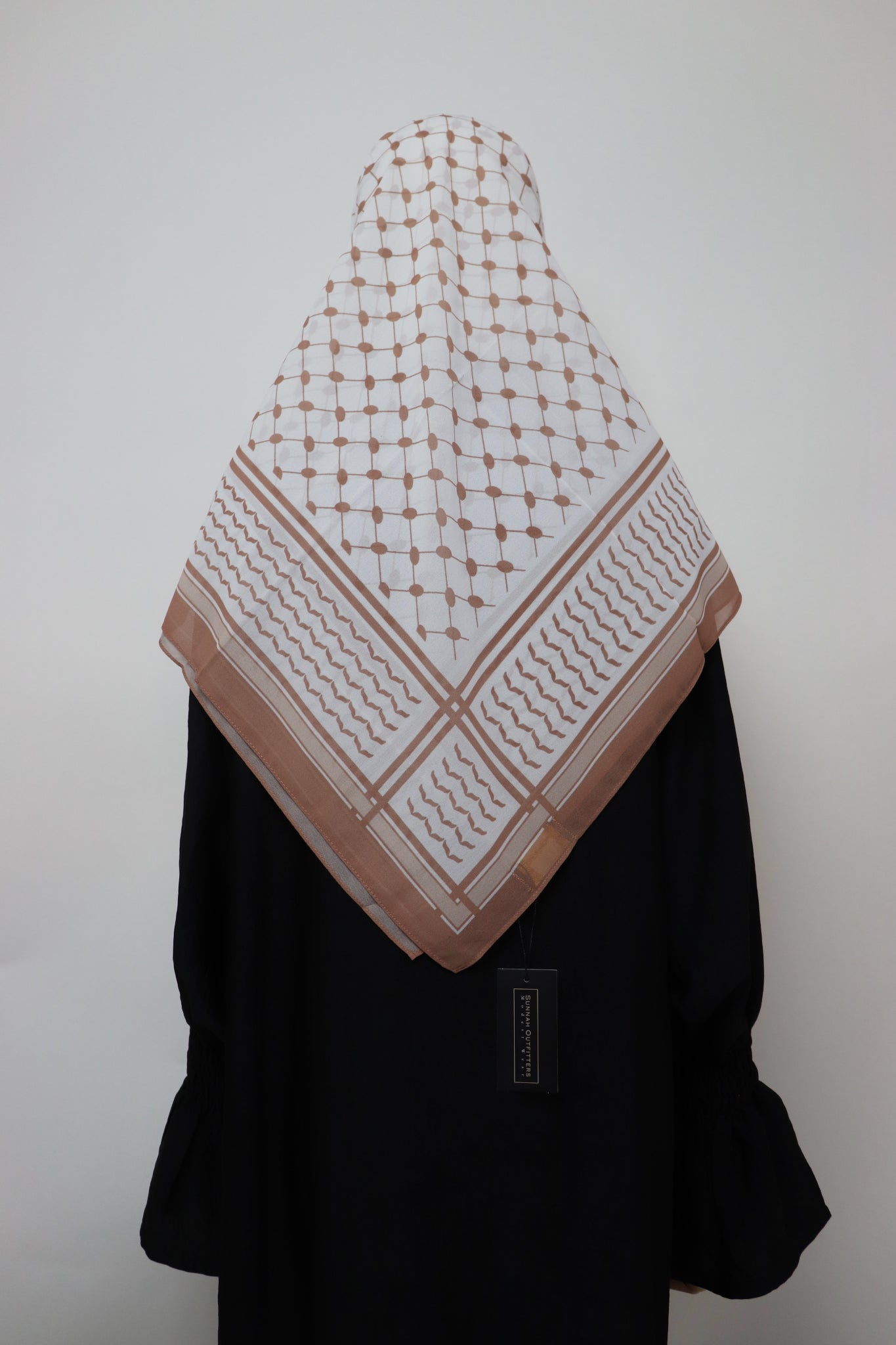 Square Kiffeyeh Chiffon Hijab - Light Brown