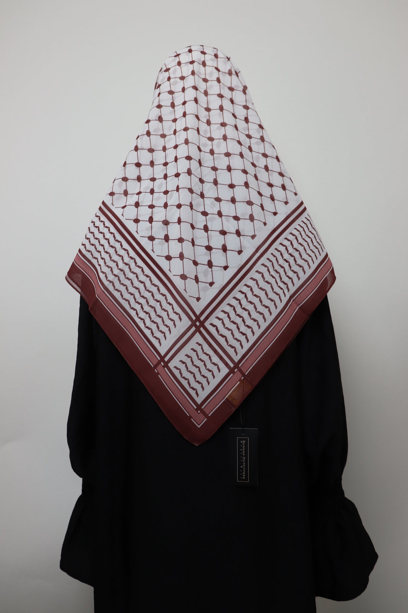 Square Kiffeyeh Chiffon Hijab - Maroon