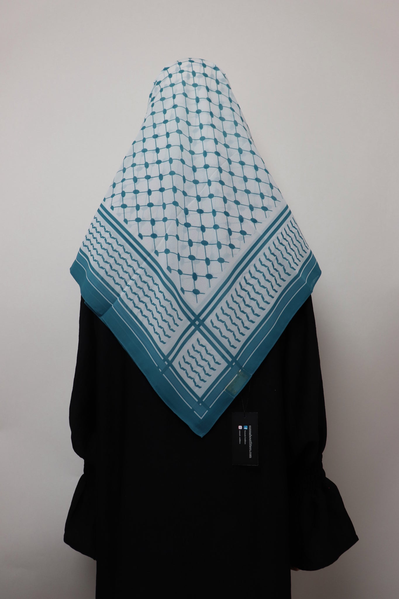 Square Kiffeyeh Chiffon Hijab - Turquoise