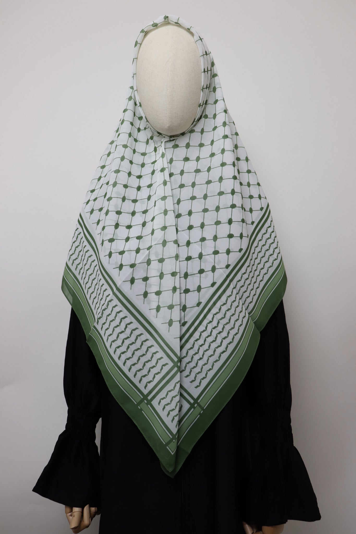 Square Kiffeyeh Chiffon Hijab - Green