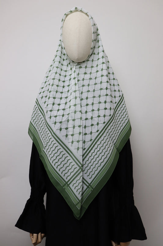 Square Kiffeyeh Chiffon Hijab - Green