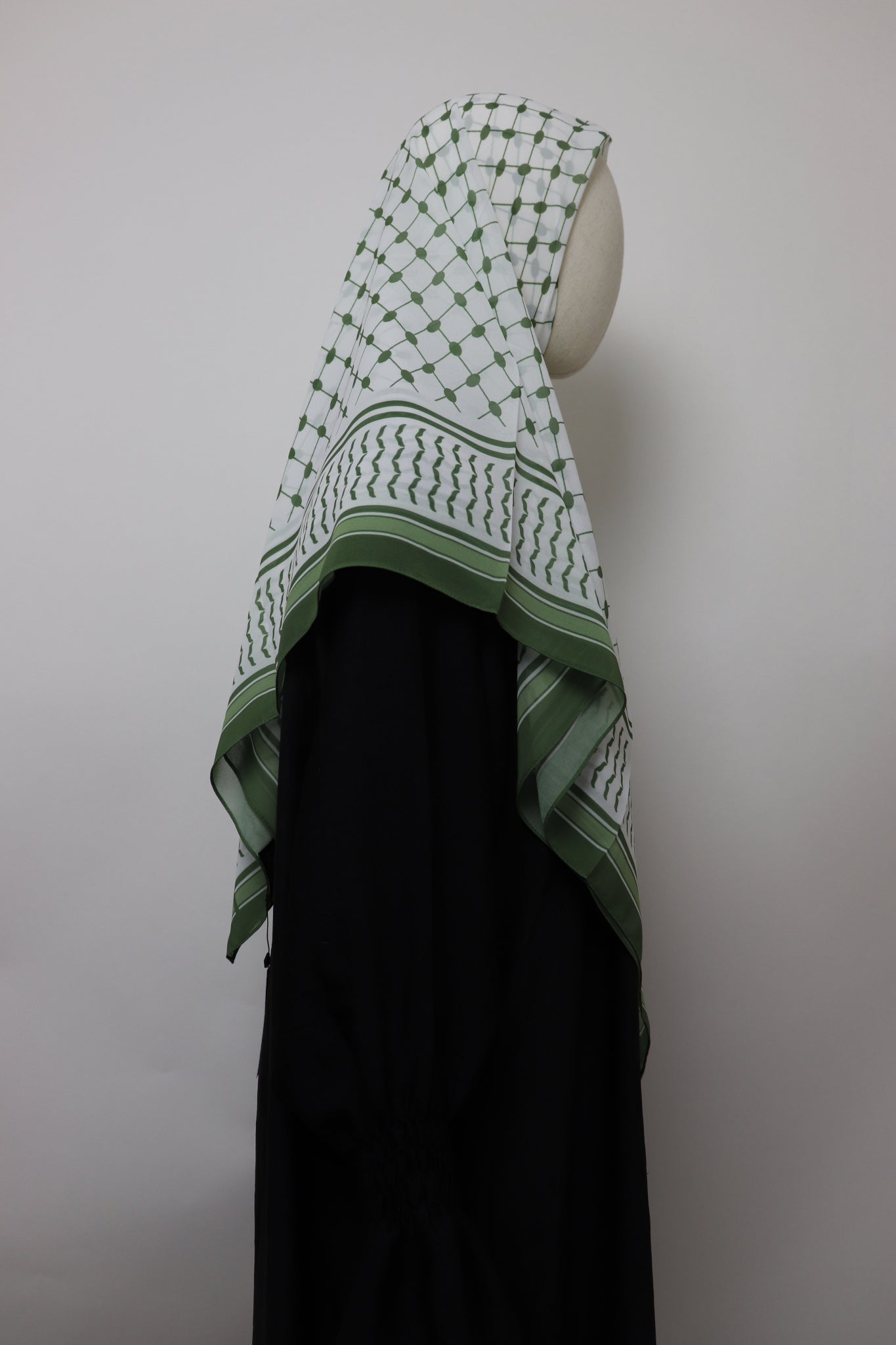 Square Kiffeyeh Chiffon Hijab - Green