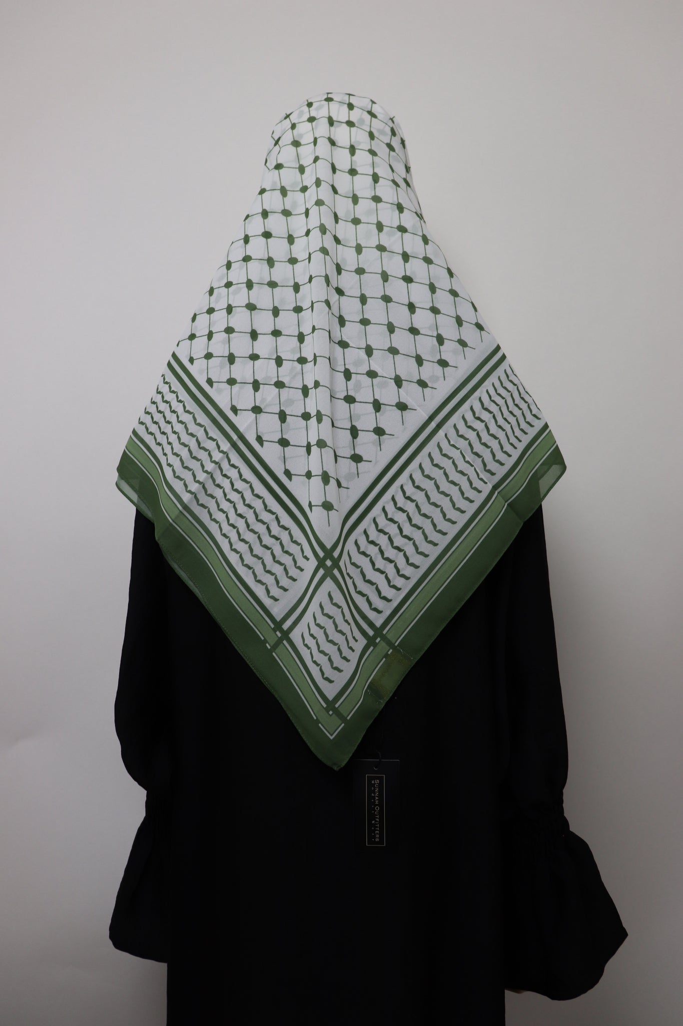 Square Kiffeyeh Chiffon Hijab - Green