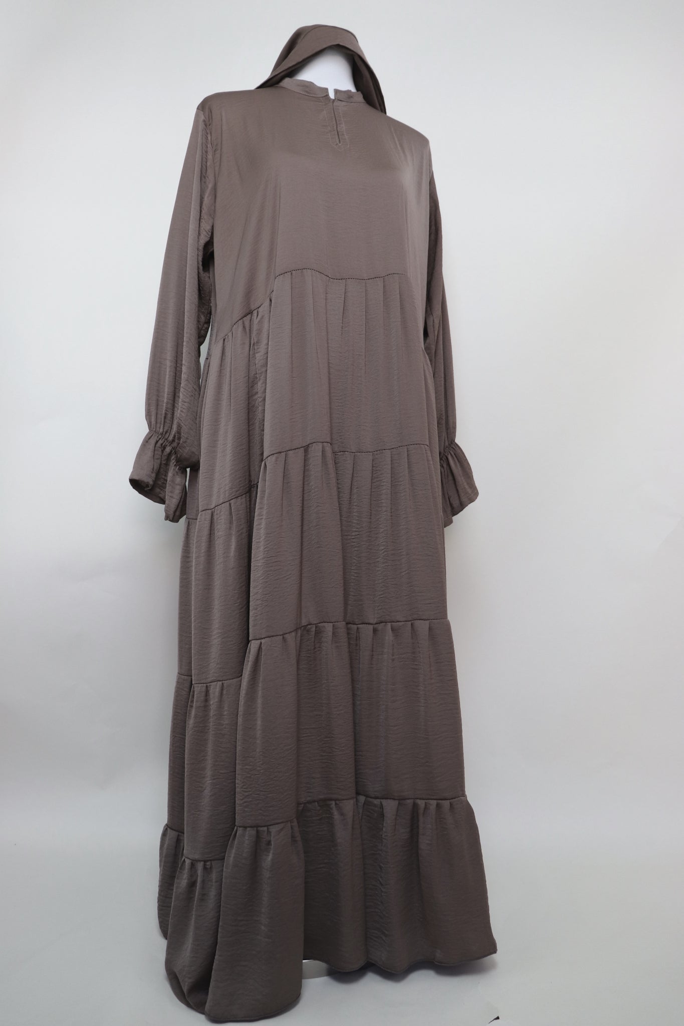 4 Tiered Flare Umbrella Abaya - Umber