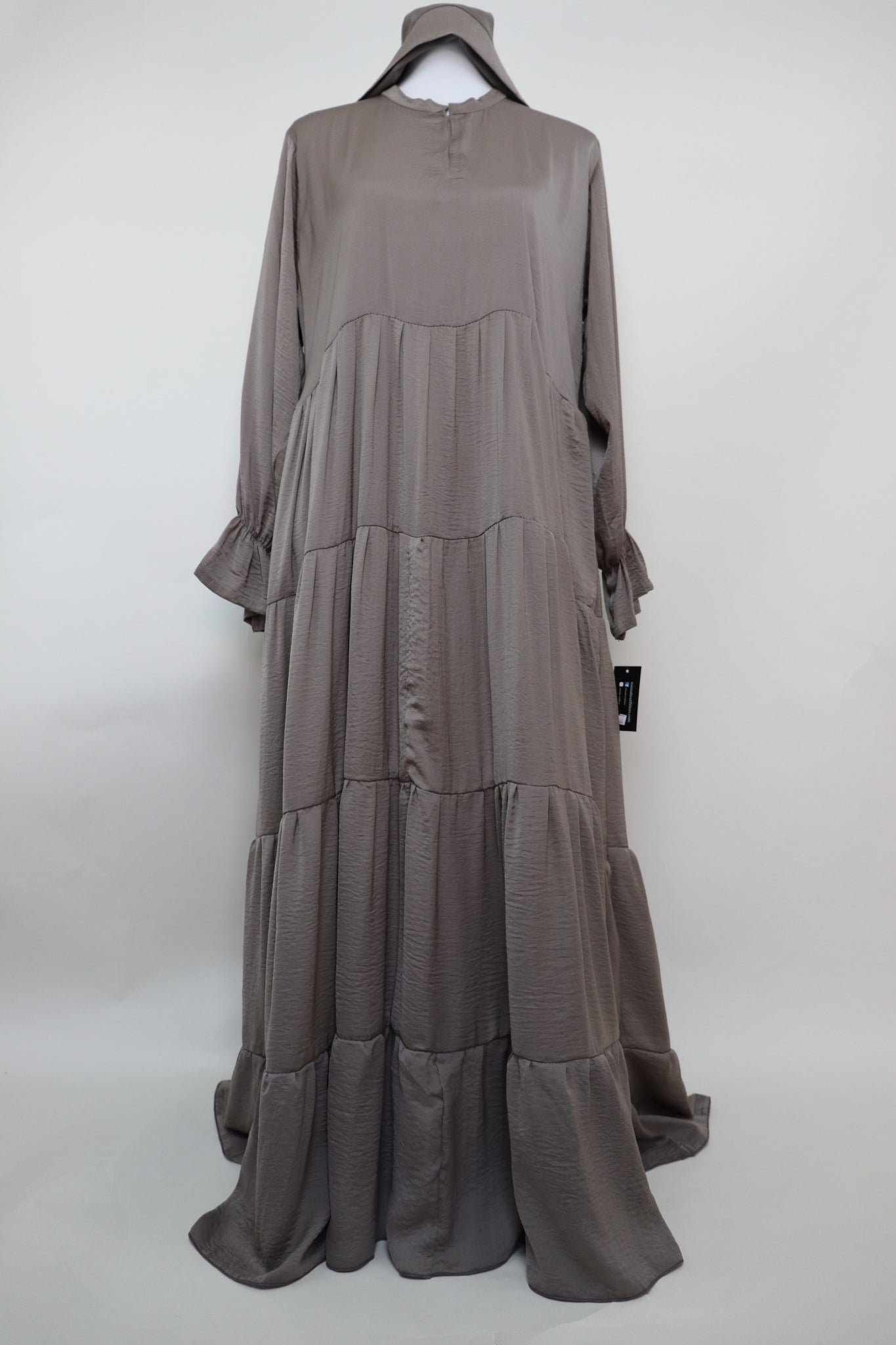 4 Tiered Flare Umbrella Abaya - Deep Taupe