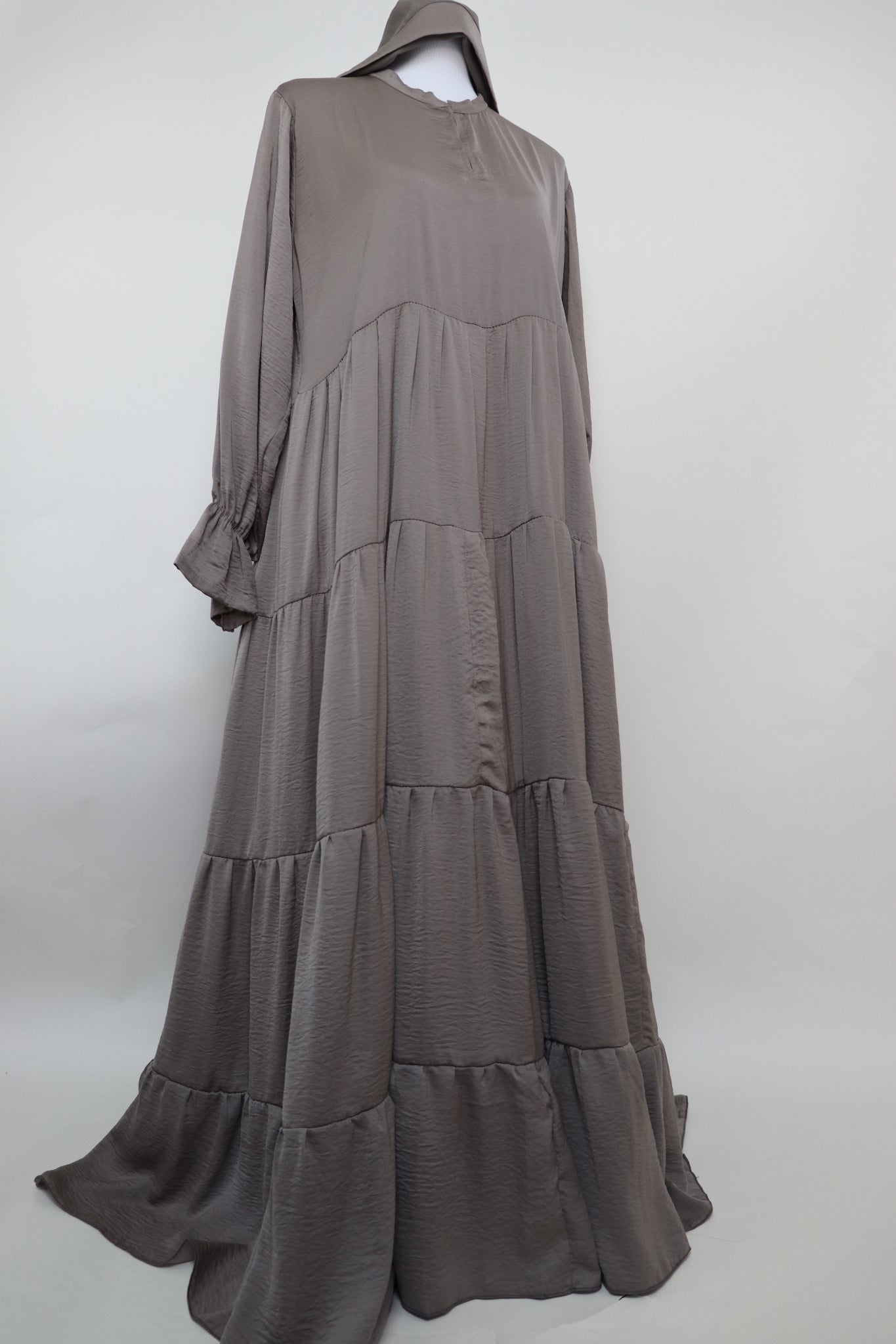4 Tiered Flare Umbrella Abaya - Deep Taupe