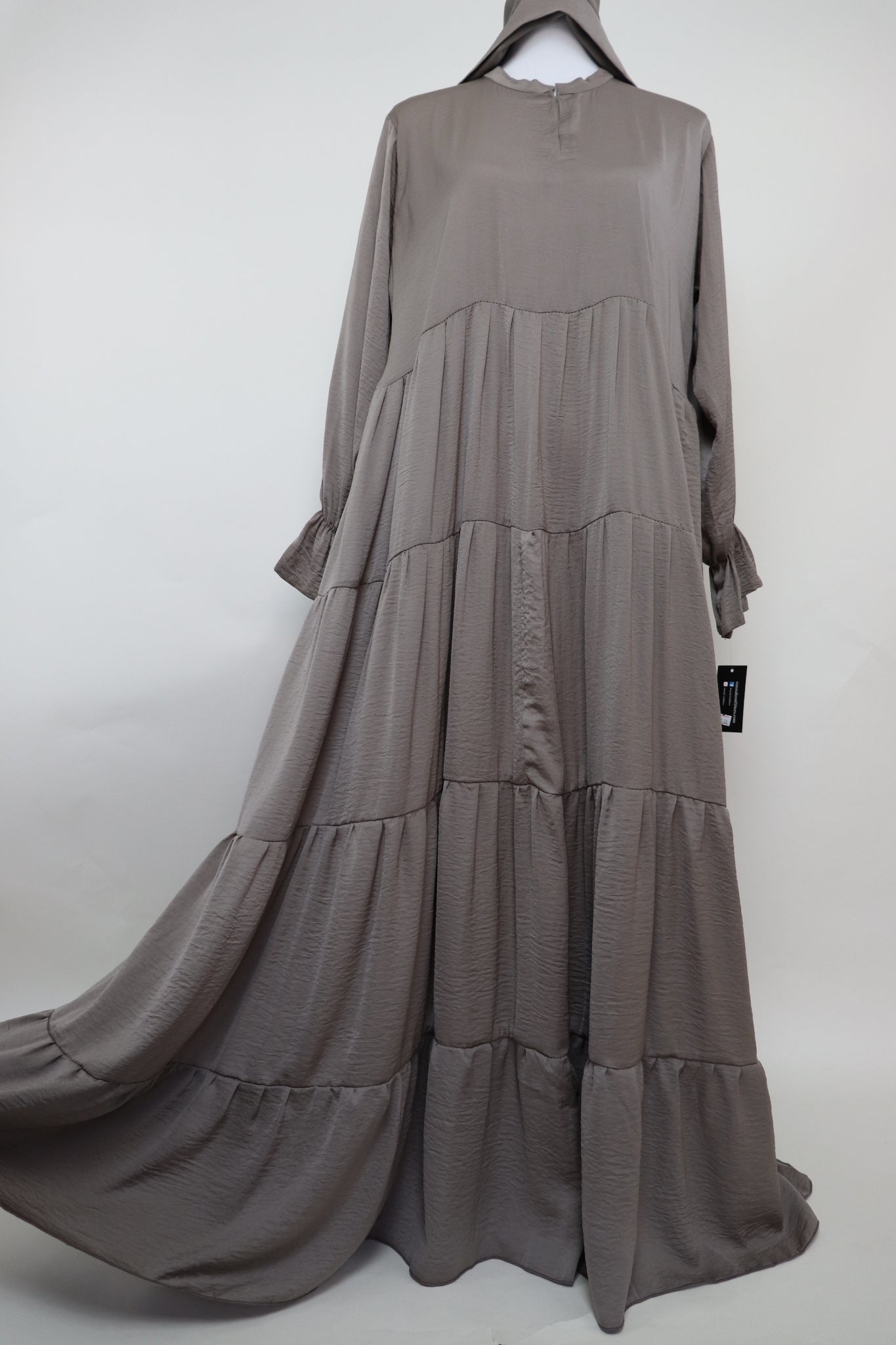 4 Tiered Flare Umbrella Abaya - Deep Taupe