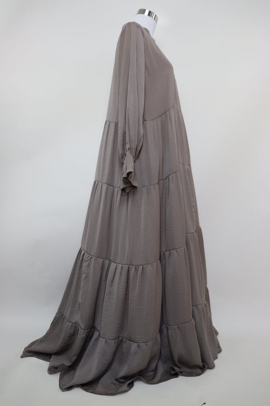 4 Tiered Flare Umbrella Abaya - Deep Taupe