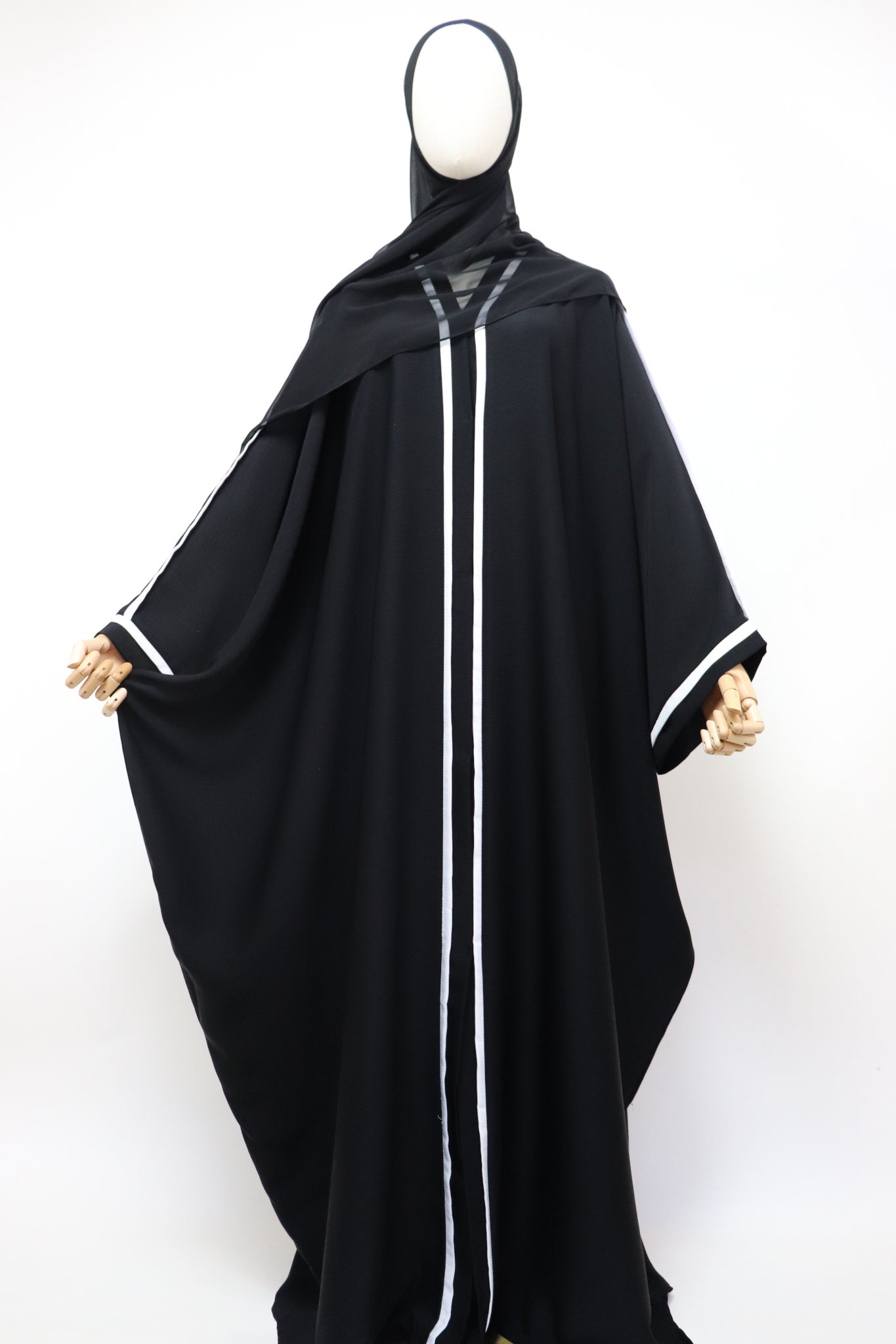 Open Crinkle Farasha Abaya - Black