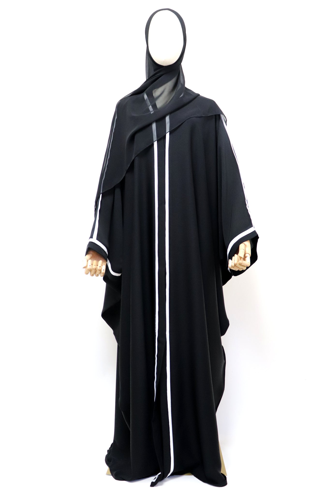 Open Crinkle Farasha Abaya - Black