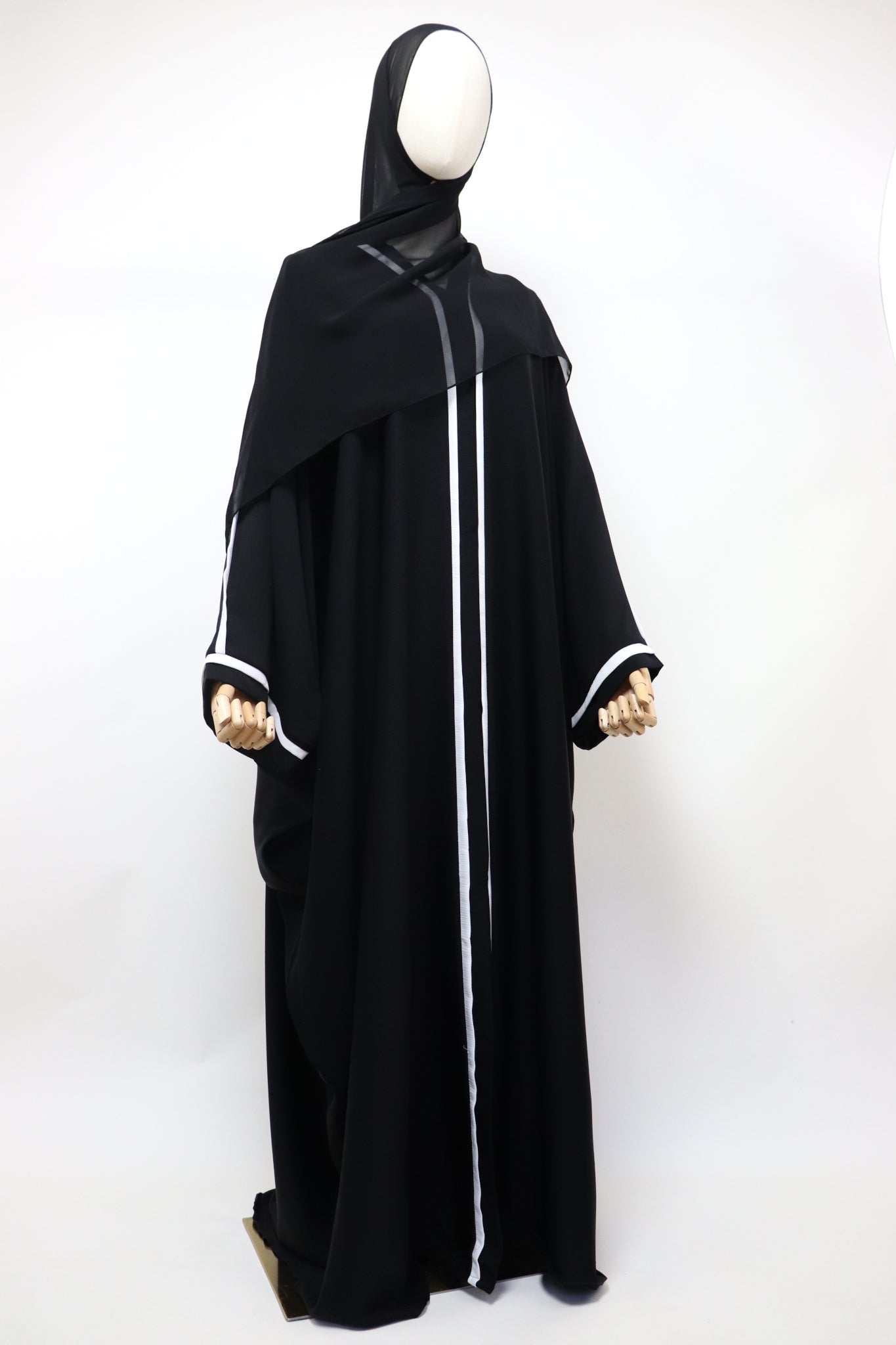 Open Crinkle Farasha Abaya - Black