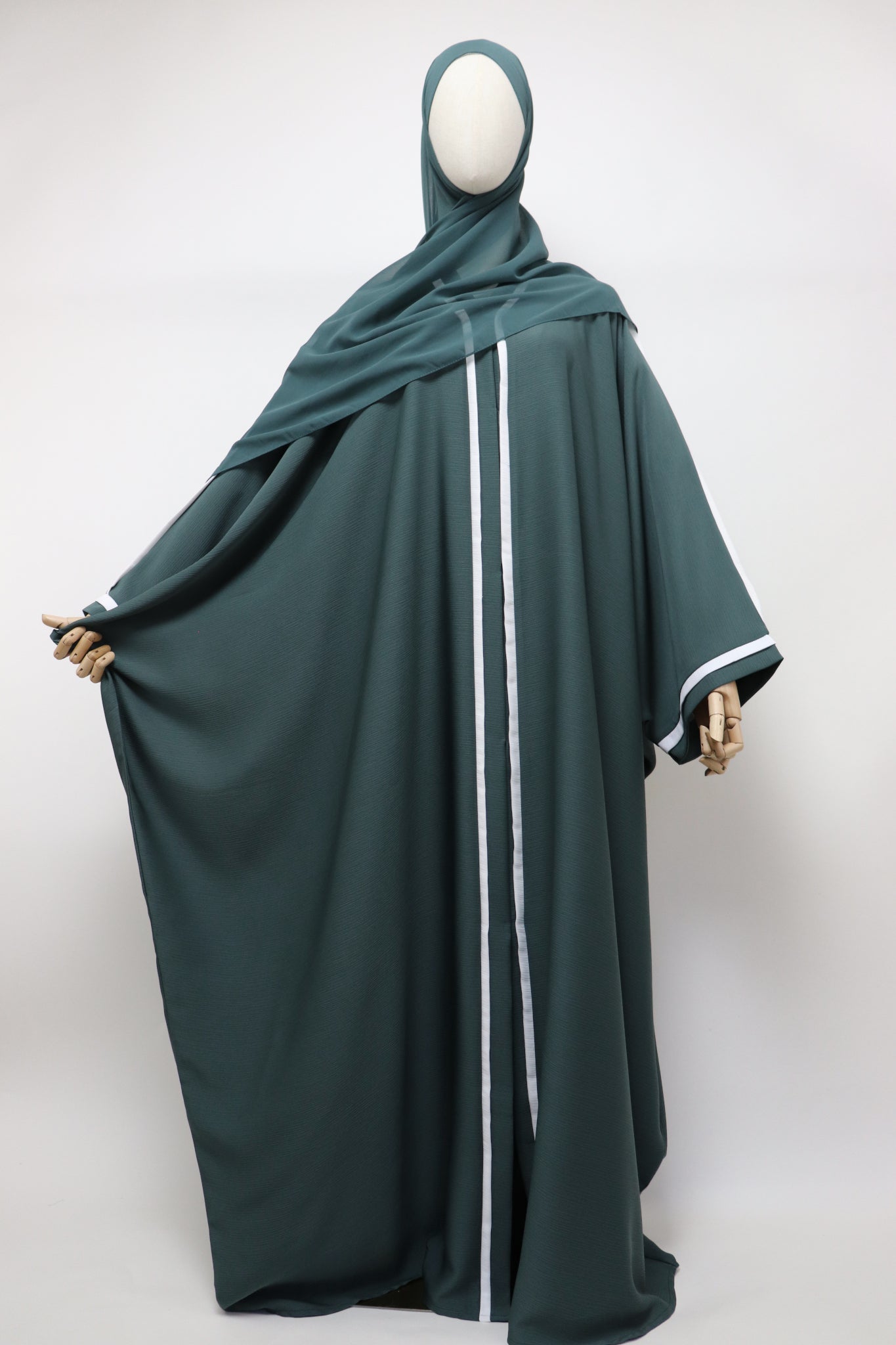 Open Crinkle Farasha Abaya - Deep Teal