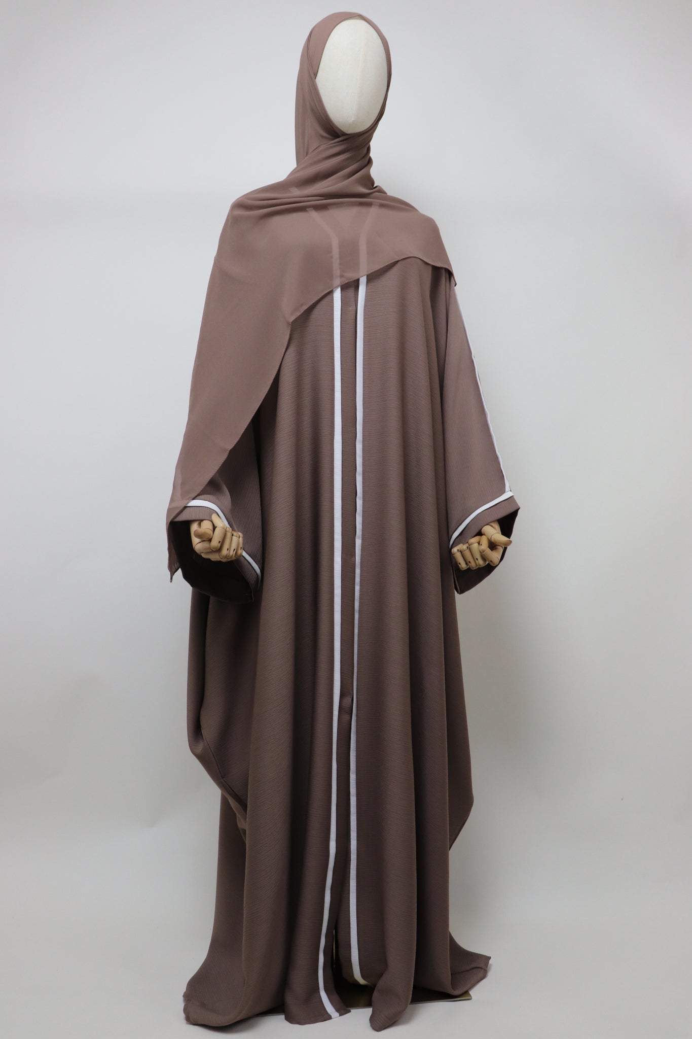 Open Crinkle Farasha Abaya - Latte