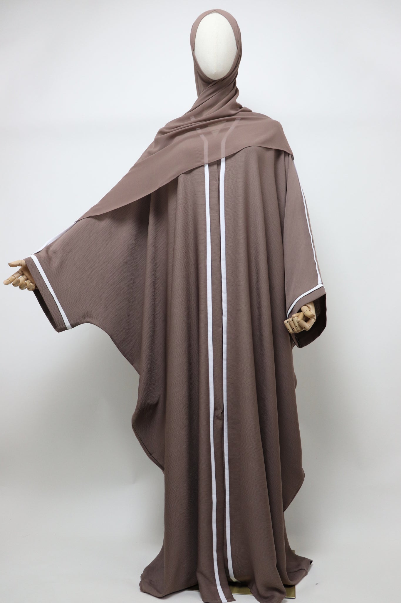 Open Crinkle Farasha Abaya - Latte