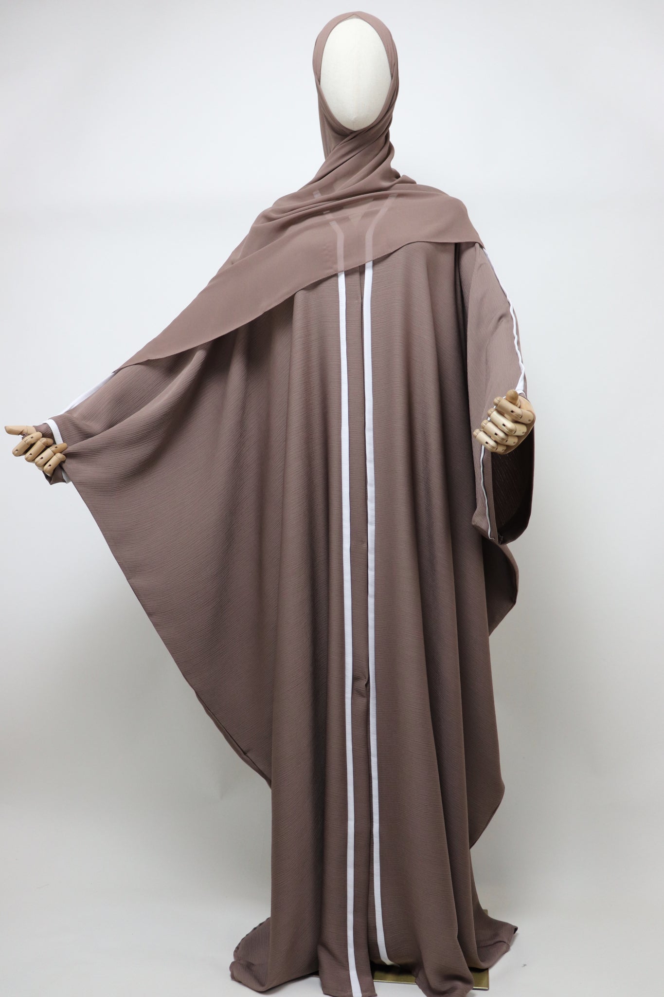 Open Crinkle Farasha Abaya - Latte