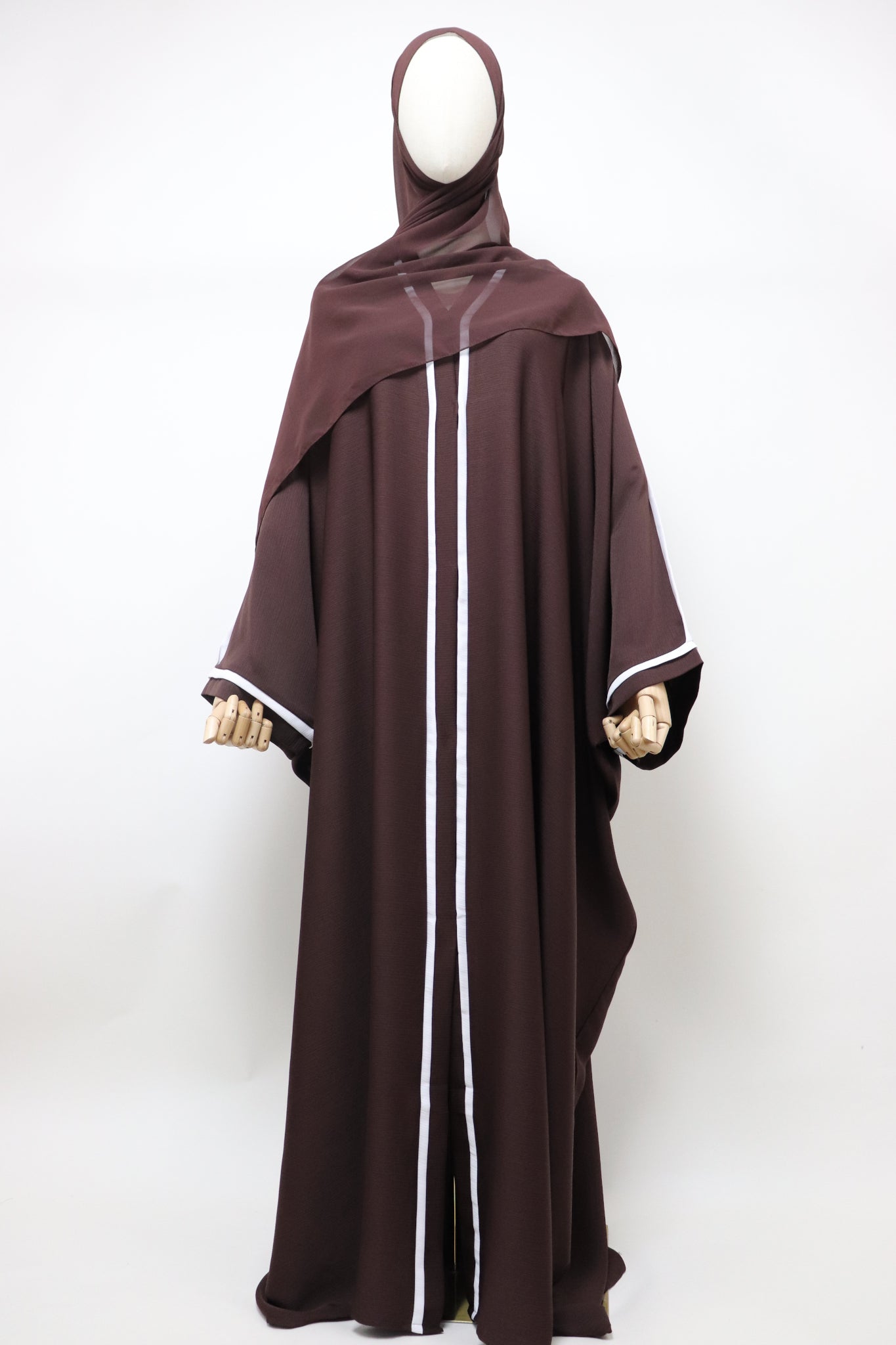 Open Crinkle Farasha Abaya - Choco